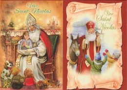 Vive St Nicolas / Sinterklaas - 2 Cartes Postales Modernes / 2 Moderne Ansichtkaarten - Saint-Nicholas Day