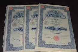 3 X 100 Frs Compagnie Générale Des Comptoirs Africains 20 000 000 Frs 1926 - Afrique