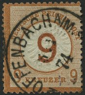 Dt. Reich 30 O, 1874, 9 Auf 9 Kr. Braunorange, K1 OFFENBACH, Normale Zähnung, Pracht, Mi. 600.- - Used Stamps