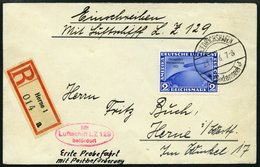 ZEPPELINPOST 401Ab BRIEF, 1936, 1. Postfahrt Hindenburg, Auflieferung Fr`hafen, Einschreibbrief Mit 2 RM Chicagofahrt, P - Airmail & Zeppelin