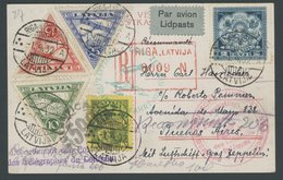 ZULEITUNGSPOST 143B BRIEF, Lettland: 1932, 2. Südamerikafahrt, Anschlussflug Ab Berlin, Einschreibkarte Mit Komplettem F - Zeppelins