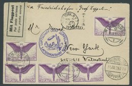 ZULEITUNGSPOST 27 BRIEF, Schweiz: 1929, 1. Nordamerikafahrt, Ohne Verzögerungsstempel, Frankiert Mit 5x Mi.Nr. 191x, Pra - Zeppelins