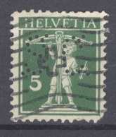 HELVETIA 1909: Mi 113 / YT 136, O PERFIN- FREE SHIPPING ABOVE 10 EURO - Perfin