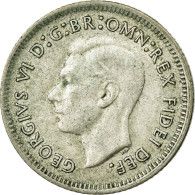 Monnaie, Australie, George VI, Sixpence, 1951, Melbourne, TB, Argent, KM:45 - Sixpence