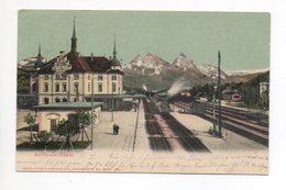 ARTH-GOLDAU Bahnhof Mit Bahn Guggenheim No. 9374 Gel. 1904 V. Rigi-Kulm N. Teufen - Arth