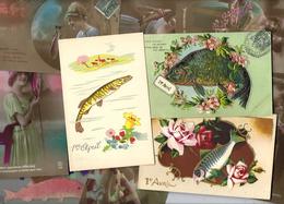 Lot N° 1560 De 10 CPA 9 X 14 Poisson D'avril Premier Avril Déstockage Pour Revendeurs Ou Collectionneurs - 100 - 499 Postcards