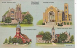 Texas Amarillo Churches Multi VIew 1941 Curteich - Amarillo