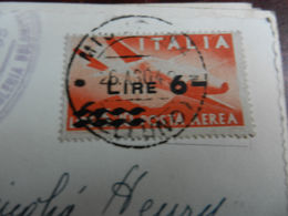 19828) ALBERGO LAGO MISURINA POSTA AEREA SOPRASTAMPATO LIRE 6 VIAGGIATA 1948 - Airmail