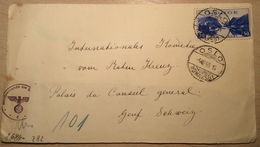 Norway OSLO 1940 GERMAN CENSORED Cover > Red Cross, Genéve Schweiz (Zensur Brief Cover Lettre WW2 War 1939-45 Censure - Covers & Documents