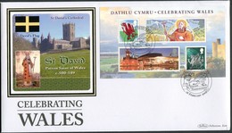 2009 GB Celebrating Wales Miniature Sheet Benham Silk First Day Cover. St David's Cathedral FDC - 2001-2010 Dezimalausgaben