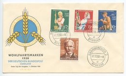 Saar 1958 FDC Scott B123-B126 Friedrich Wilhelm Raiffeisen & Farm Workers - FDC