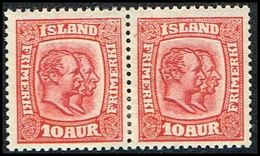 1916. Two Kings. 10 Aur Red. Perf. 14x14½, Wm. Cross. Pair. (Michel 81) - JF309603 - Ungebraucht