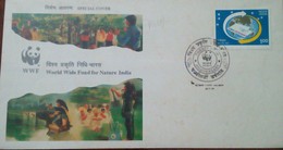 Pictorial Postmark, India, Panda, Wwf,special Cover,dolphin - Storia Postale