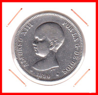 ESPAÑA MONEDA DE (( ALFONSO XIII PLATA )) 5 PESETAS( DURO EL PELON ) AÑO 1890 M-PM - First Minting