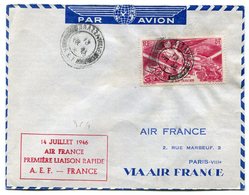 RC 11046 AEF CONGO 1946 LETTRE 1er VOL BRAZZAVILLE FRANCE AIR FRANCE FFC - Brieven En Documenten