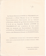 CHATEAU DE LA COURTETE PAR BELVEZE AUDE - FAIRE PART DE MARIAGE DE Melle FRANCOISE D USTON DE VILLEREGLAN (1933) - Hochzeit