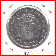 ESPAÑA MONEDA DE (( AMADEO I REY DE ESPAÑA MONEDA DE PLATA )) 5 PESETAS ( EL DURO ) AÑO 1871 - First Minting