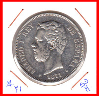 ESPAÑA MONEDA DE (( AMADEO I REY DE ESPAÑA MONEDA DE PLATA )) 5 PESETAS ( EL DURO ) AÑO 1871 * 71 - First Minting