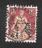 Perfin/perforé/lochung Switzerland No 105  TYPE II 1908-1933 - Hélvetie Assise Avec épée  FC - Perforés