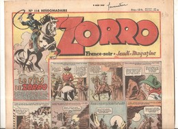 Zorro Hebdomadaire N°114 Du 8 Août 1948 Le Fils De Zorro - Zorro