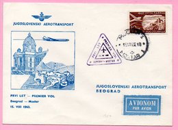 Cover - First Flight Beograd - Mostar, Beograd/Mostar, 15.8.1962., Yugoslavia, Airmail/Par Avion - Posta Aerea