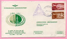 Cover - 15 Years Of First Flight Beograd - Frankfurt, 21.3.1965., Yugoslavia, Airmail/Par Avion - Posta Aerea