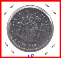 ESPAÑA MONEDA DE ALFONSO XII. 5 PESETAS PLATA 1885 ESTRELLAS -- *18*87 - First Minting