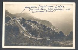 BUGLE-POSTHORN CANCELL ON GRANDE CORNICHE ROAD POSTCARD, BERTHELOT FRENCH STAMP, 1932, ROMANIA - Sonstige & Ohne Zuordnung