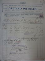 Fattura "STAB. CARTOLERIA, TIPOGRAFIA E LEGATORIA DI LIBRI GAETANO PISTOLESI - ROMA" 1916 Con Marca Da Bollo - Österreich