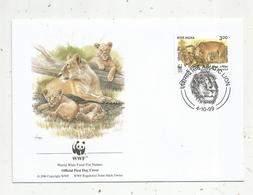 Lettre , 1 Er Jour,official First Day Cover , WWF , India, Inde, 1999, Asiatic Lion - FDC