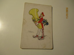 JACK NUMBER , TUBA PLAYER , OLD  POSTCARD      , O - Number, Jack