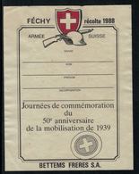 Rare // Etiquette De Vin //  Militaire  //  Féchy, 50ème Anniversaire De La Mobilisation De 1939 - Militär