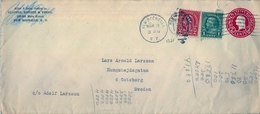 1927 , ESTADOS UNIDOS , SOBRE ENTERO POSTAL  CIRCULADO, NEW ROCHELLE - GÖTEBORG - 1921-40