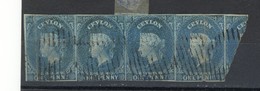 CEYLON 1857 - 1859 BLUE (#1)  Or  DP TURQOISE (#3) IMPERF.Wmk 6 RARE STRIP 4 1/2, NO THINS/SEPARATIONS - Lettres & Documents