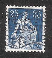 Perfin/perforé/lochung Switzerland No 99  1908-1933 - Hélvetie Assise Avec épée WV  Wagnerische Verlaganstalt - Perforés