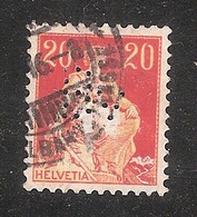 Perfin/perforé/lochung Switzerland No 98  1908-1933 - Hélvetie Assise Avec épée Bv  Schweizerischer Bankverein - Perforés