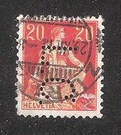 Perfin/perforé/lochung Switzerland No 98  1908-1933 - Hélvetie Assise Avec épée L.C.  Lutz & Co - Perforés