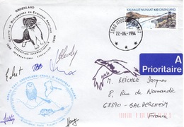 GROENLAND GRØNLAND 236 Lettre Signée GREA Ecological Field Expédition Karupelv Valley 1994 Hibou Owl Eule Polar Pôle Doc - Postmarks
