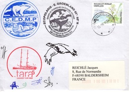 GROENLAND GRØNLAND 395 Lettre Signée GREA C.E.M.D.P. Mission ECOPOLARIS 1998-2000 Cachet Ours Phoque Baleine 2 - Marcophilie