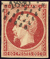 Vermillonné Foncé. No 17Ar, Obl Pc. - TB - 1853-1860 Napoléon III.