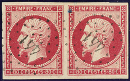 No 17B, Paire Obl Pc 441, Pièce Choisie. - TB - 1853-1860 Napoléon III.