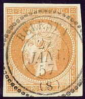 Oblitérations. Cad Perlé. No 13Ab, Bistre-orange, Obl Cad Belesti. - TB - 1853-1860 Napoléon III.