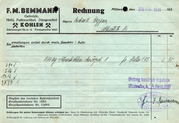 3576 - F.M. Bemmann Mittweida - Rechnung Stempel - Kohlehandel - 1900 – 1949