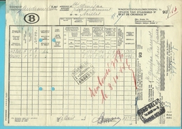 Stempel NORD-BELGE / ANDENNE-SEILLES  Op Dokument WAGENSTANDGELDRECHNUNG /OPGAVE VAN  STAANGELD - Nord Belge