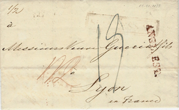 1833- Lettre De Londres Pour Lyon  Avec ANGL EST.   Rouge Taxe 13 D Pour Lyon - ...-1840 Préphilatélie