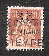 Perfin/perforé/lochung Switzerland No YT165 1918 Hélvetie Assise Avec épée  SK  Schweizerische Kreditanstalt - Perfins