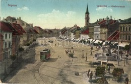 T2/T3 1918 Sopron, Várkerület, Villamos, Piac, Lang Frigyes üzlete - Ohne Zuordnung