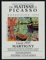 Rare // Etiquette De Vin // Art-Peinture // Martigny, De Matisse à Picasso - Art