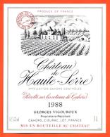 étiquette Double Magnum Vin De Cahors Chateau De Haute Serre 1988 Vigouroux à Cieurac - 300cl - Cahors