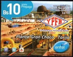 Bolivia 2013 - 31-12-2014 Prepago ENTEL. YPFB Planta Gran Chaco - Tarija. 2 Tiradas. 2 Tipos De Numeración - Erdöl
